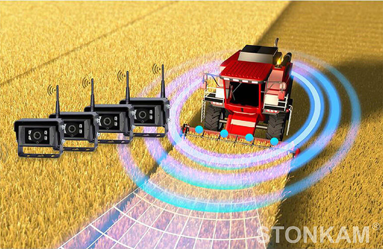 收割机四路监控系统：基于无线监控摄像的农机监控解决方案，消除作业盲区